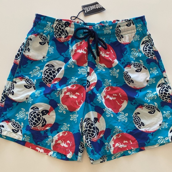 Vilebrequin Swim trunks Turtle Print Azurin Moorea New - Picture 3 of 6